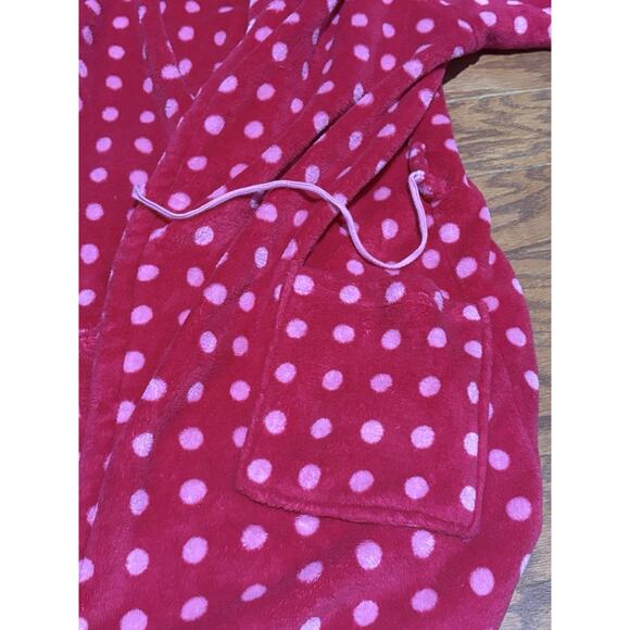 Flirtitude Women's Red Polka Dot Soft Comfy Long Sleeve Bathrobe, Size Medium - Picture 3 of 4